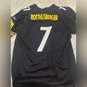 Reebok Black Pittsburgh #7 Roethlisberger Football Jersey with Yellow Accents